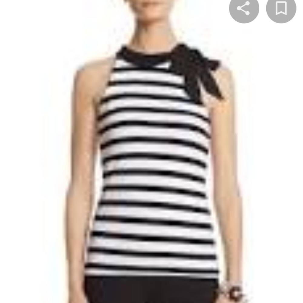 White House Black Market Stripe Pearl Detail Top